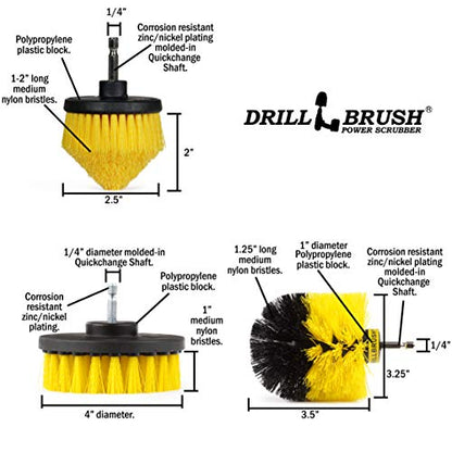 Bathroom Cleaner - Grout Cleaner - Bathroom Scrub Brush - Grout Tile Brush | Toilet Bowl Cleaner - Toilet Brush - Bathroom Drill Brush Set - Toilet Cleaner - Tile Floor Cleaner - Shower Cleaner Drill - color: Yellow