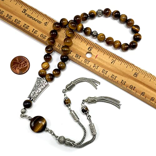 Design -Tiger Eye Stone Series Worry Beads - Prayer Beads (8 mm-33 Beads) Tesbih-Tasbih-Tasbeeh-Misbaha-Masbaha-Subha-Sebha-Sibha-Rosary (Stylist Prayer Beads (8 mm-33 Beads)) - color: Stylist Prayer Beads (8 mm-33 Beads)