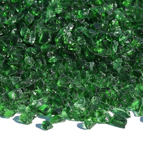 QYGL Crushed Glass for Resin Art, DIY Crafts, 0.9LB Green 3-6mm | Broken Glass Pieces for Vase Fillers, Tabletop Fire Pit, and Aquarium Rocks and Home Decor - color: Green