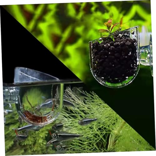 2pcs Aquarium Fish Feeding Cups with Suction Cups, Acrylic Blood Worm Food Holders for Fish Tank Feeding, Aquarium Feeder Tool Suitable for Freshwater and Saltwater Tanks