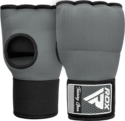 RDX Gel Boxing Hand Wraps Inner Gloves Men Women, Quick 100cm Long Wrist Straps, Elasticated Padded Fist Under Mitts Protection, Muay Thai MMA Kickboxing Martial Arts - color: Grey, size: X-Large