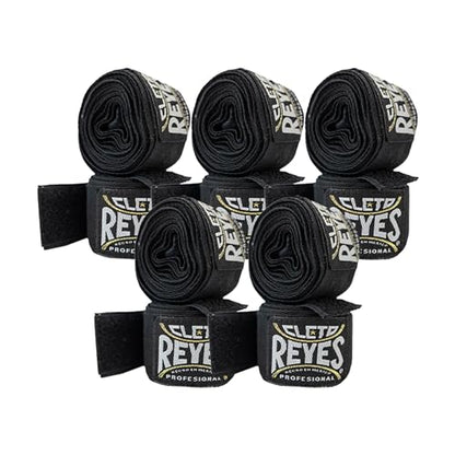CLETO REYES Compression Hand Wraps for Boxing Gloves, Stretchy Breathable, MMA, Kickboxing, Muay Thai, Black - size: Pack of 5