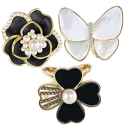 Scarf Rings Buckle And Slides For Women Scarves Pin Tshirt Ties Clip For The Side 3CP - color: White butterfly silk scarf buckle