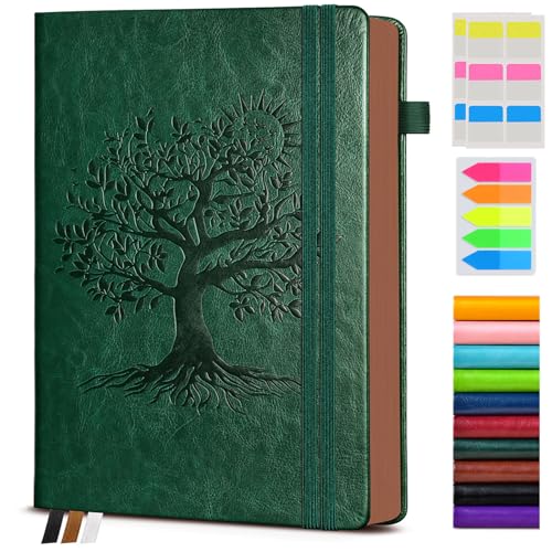 PAIBAS Vintage Leather Journal with 300 Numbered Pages,B5 Lined Journal for Men Women,Daily Journals for Writing,College Ruled Notebook for Work,School,Note taking,Travel Diary,Large (7" x 10") - color: Green, size: B5 (7in x 10in)