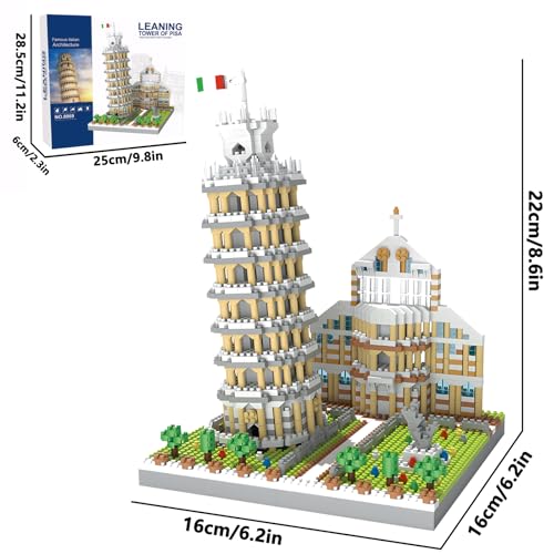 Leaning Tower of Pisa Micro Mini Building Blocks Set Italy Architecture Building Kits Famous Landmark Model Toys Gift for Adults Kids Teens 2500 PCS - style: The Leaning Tower of Pisa