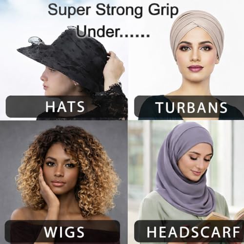 Mu Lan Gripband | Non-Slip Headband | Anti-Slip Velvet Under Scarf Hijab | Double Grip Hair Shawl Turban Hat Wig (Beige Gold) - color: Beige Gold