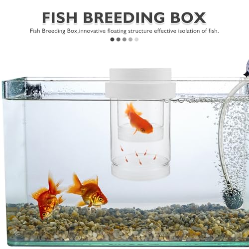 Lurrose Floating Aquarium Fish Incubation Box with Fine and Coarse Mesh Nets, Fish Breeding Isolation Hatchery Tank for Guppy Betta Shrimp Fry, White Set for Aquarium Breeding and Nursery