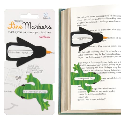 Gifts for Readers & Writers Linemarker Magnetic Bookmarks for Women & Men Critters, Set of 2 Magnet Bookmark Clips, Magnetic Page Holder & Book Marker for Reading with Cute Bookmarks Design for Kids - color: Critters