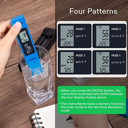 VIVOSUN DWC Hydroponic Growing System, 5-Gallon Deep Water Culture with VIVOSUN pH and TDS Meter Combo for Hydroponics, Pool and Aquarium