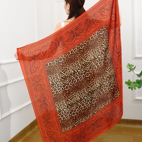 XL 43 Inch Extra Large Square Scarf Fashion Scarves Silk Feeling Hair Scarf Wrapping Scarfs Night Sleeping Headscarf - color: Ba1034