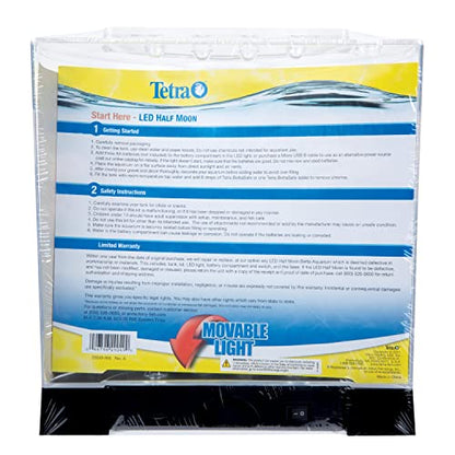 Tetra 1 Gallon Half Moon Small Fish Tank w/Movable LED Light, for Betta & Gold Fish, Aquarium | (Pack of 3) - size: 9"W,10.5"H,4.5"D (Pack of 3)