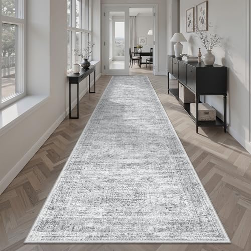 Soalmost Hallway Runner Rug 2'6" x 12' Washable Long Kitchen Rugs Grey - color: Grey, size: 2'6" x 12' (Runner)