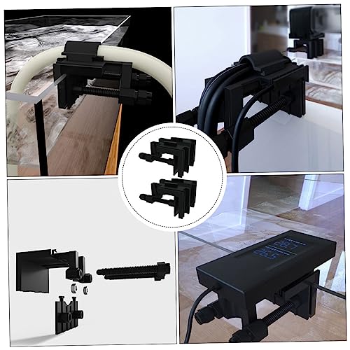 KESYOO 2pcs Acrylic Multi-Functional Clamp for Fish Tanks Hose Holder Clip for Secure Fixing Prevents Slipping and Falling for Aquariums and Water Inlet Outlet Management - color: Black