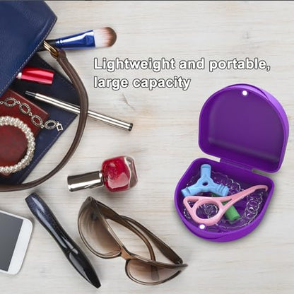Retainer Case Denture Case: BVN Orthodontic Dental Case, Slim Braces Case, Mouth Guard Case, Denture Box, Teeth Aligner Case, Night Guard Case Container Storage Holder Purple - color: Purple