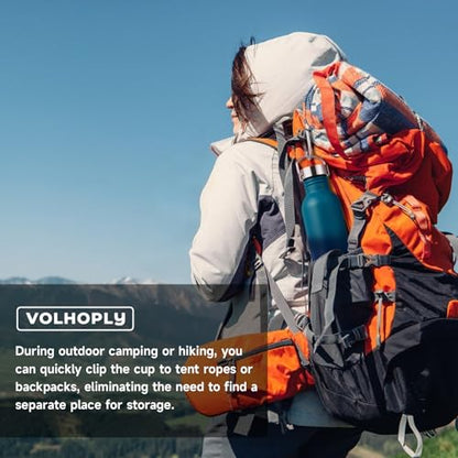 Volhoply 26oz Uninsulated Single Walled Water Bottle, Stainless Steel Reusable Water Bottles with Handle & Carabiner, BPA Free Wide Mouth Water Bottles for Gym Sports Camping（Dark Night,1） - color: Dark Night