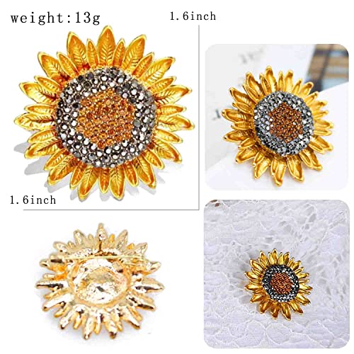 Crystal Pearl Flower Brooches Pins Fashion Beautiful Created Rhinestone Floral Brooch Good Idea for Party Dance Wedding Banquet for Elegant Women Girl - color: Sunflower