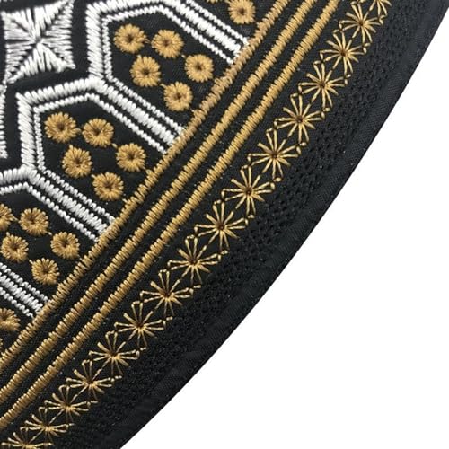 RUIXIA Men Boys Muslim Prayer Kufi Hat Skull Cap Embroidery Islam Kufi Headware takke Praying Beanie Hat Kofia Topi Hat - color: Grey/Orange/White-adults