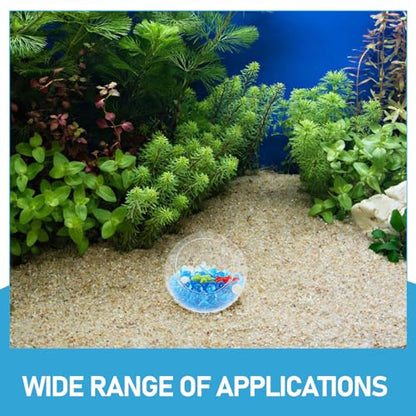 Fish Tank Ornament Aquarium Glass Shrimp Hideout Cave with Frosted Blue Glass Pebbles 50g and Red Decorations for Aquarium Landscaping and Shrimp Shelter