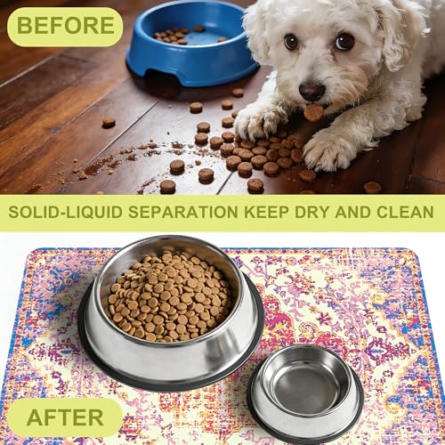 Cat Food Mat Pet Feeding Mats Dog Bowls Mat Cat Water Mat 12x20 Inch Boho2 - color: Bohemia Style 02
