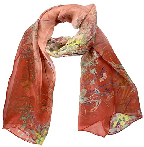 Xyueanlo Scarfs for Women Lightweight Scarves Fashion Print Floral Pattern Scarf Shawls - color: F-red