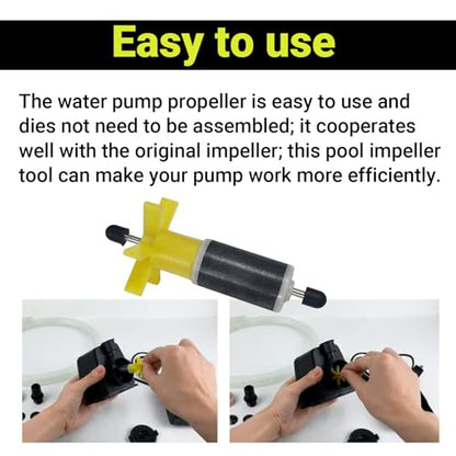 16mm Yellow Submersible Pump Rotor | 2 Stainless Steel Shafts, Magnetic Impeller, Aquarium Water Pump Replacement