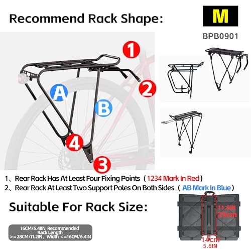 Rhinowalk Bike Pannier Bag for Bicycle Rear Rack Bag 22/40/50L Cycling Saddle Bag Luggage Storage Bag for Long Distance with Rain Cover - color: 22L