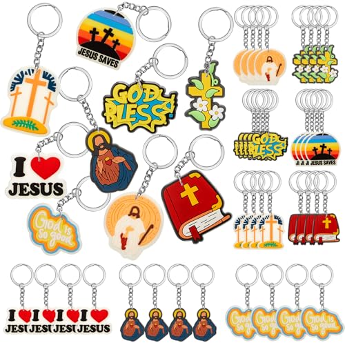 Henoyso 36 Pcs Christian Keychains Bulk Jesus Cross Bible Verse Key Chains for Women Mother's Day Religious Gift Vbs Prizes Baptism Scripture Church Party Favors (Fashion) - style: Fashion