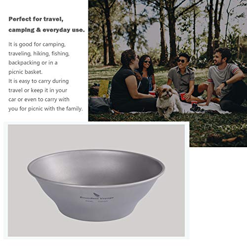 Boundless Voyage Ultralight Titanium Bowl Pan Plate Dish with Carry Bag Outdoor Camping Portable Tableware Cookware (Ti15164B (600ml Bowl)) - color: Ti15164B (600ml Bowl)