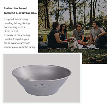 Boundless Voyage Ultralight Titanium Bowl Pan Plate Dish with Carry Bag Outdoor Camping Portable Tableware Cookware (Ti15164B (600ml Bowl)) - color: Ti15164B (600ml Bowl)