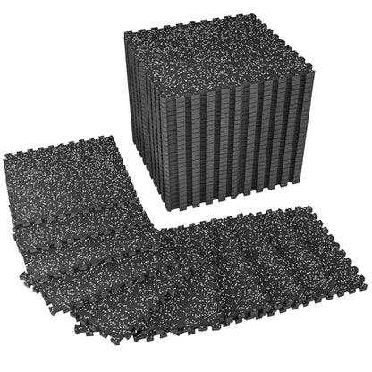 SUPERJARE 1" Extra-Thick Rubber Top Exercise Mat, Puzzle Gym Flooring for Home Gym, Gym Mat for Workout Equipment, Interlocking Floor Tiles with EVA Foam, 36 Pcs 144 Sq Ft, Black/Grey - size: 36 Tiles (144 Sq Ft)