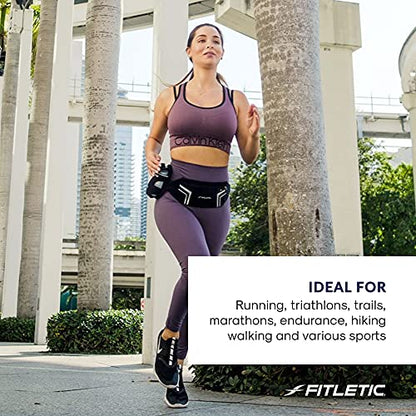 Fitletic - Extra Mile Holster Bottle Add-On, Water Bottle Holder with Clear Water Bottle for Running Belt, Hydration - color: Black - Single, size: 8 Ounces