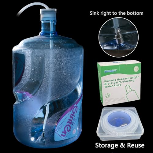 Food Grade Silicone Hose and Weight Block Set for Water Dispenser Pump, 6ft | Replacement for Charging Automatic Drinking Water Pump & Desktop Dispenser - size: 6 ft