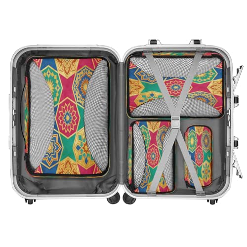 Islamic floral decoration Travel packaging box 4 sets - 4 sizes of durable luggage storage boxes,comprehensive packaging boxes for toiletries,underwear,shoes,and travel essentials