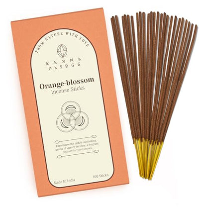 KarmaPledge Orange Blossom Incense Sticks, Burn Time 45-60 Min, 100 Sticks - color: Orange Blossom
