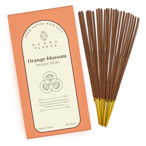 KarmaPledge Orange Blossom Incense Sticks, Burn Time 45-60 Min, 100 Sticks - color: Orange Blossom