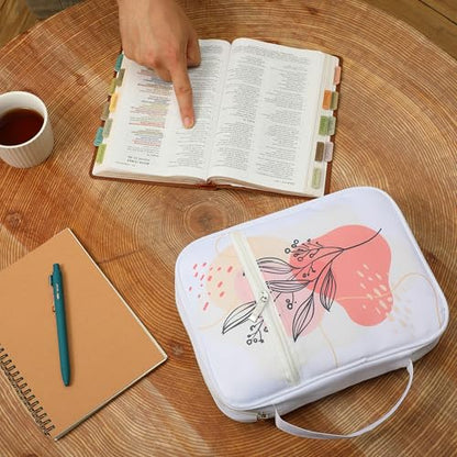 Mr. Pen- Bible Cover Case | Carrying Book Case with Durable Handle and Zippered Pocket, Bible Protective Church Bag for Men & Women, Christian Gifts - color: Blush Bloom