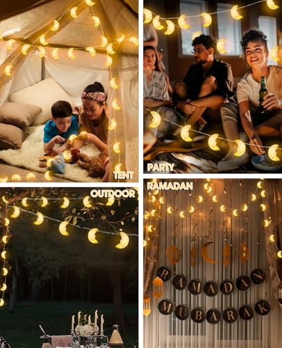 AceList Moon String Lights, 9.8FT 20 LED Decorative Fairy Lights, USB & Battery Powered for Bedroom, Party, Dorm, Camping, Mother’s Day, Holiday and Everyday Home Decor