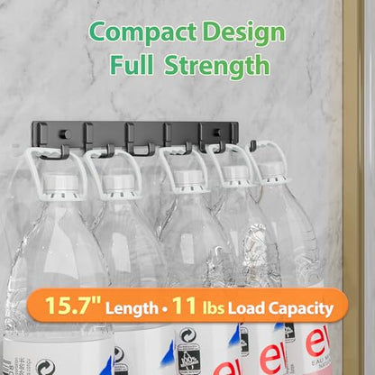 16-Inch Wall Mount Coat Rack with 6 Hooks, Compact Hooks for Hanging Coats, Hats, Bags and Purses in Entryway, Bedroom, Bathroom or Closet, Install with Strong Glue or Screws (3-Pack) - color: Black - 3 Pack