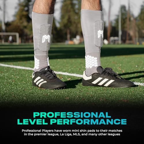 MediCaptain Mini Shin Guards Soccer – Built in Shin Pad Sleeves for Mens, Women, Teens - Small Shin Guards - Lightweight, Breathable Shin Defender Leg Protection - color: Gray, size: Maxi (5.5 x 2.8 in)