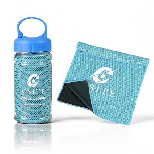 CSITE Cooling Towels (47"x12") for Neck and Face, Ice Towel for Hot Weather, Soft Breathable Chilly Gym Towels, Microfiber Towel for Work Out, Yoga, Running, Camping & More Activities（Lake Blue） - color: Lake Blue