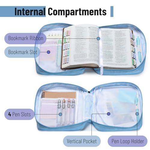 Mr. Pen- Bible Cover Case | Carrying Book Case with Durable Handle and Zippered Pocket, Bible Protective Church Bag for Men & Women, Christian Gifts - color: Marine Dream