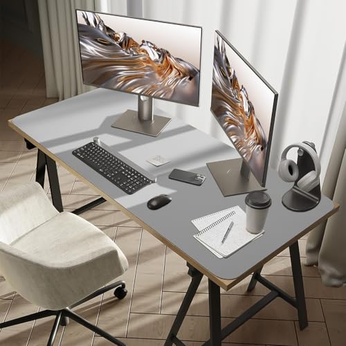 Bloss Large Desk Pad, 47.2" x 24" Desk Mat, Desk Pads on Top of Desks, Computer Mat Non-Slip, Desk Blotter Waterproof, Easy to Clean - Light Grey - color: Light Grey, size: 47.2" x 24"