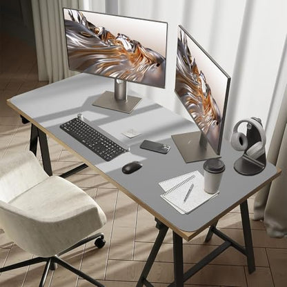 Bloss Large Desk Pad, 47.2" x 24" Desk Mat, Desk Pads on Top of Desks, Computer Mat Non-Slip, Desk Blotter Waterproof, Easy to Clean - Light Grey - color: Light Grey, size: 47.2" x 24"