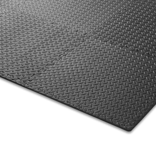 Philosophy Gym Pack of 6 Exercise Flooring Mats - 24 x 24 Inch Foam Rubber Interlocking Puzzle Floor Tiles - Black - color: 24 Sq Ft, 1/2" Thick - Black