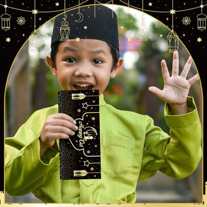 150 Pcs Eid Mubarak Money Envelopes 6.5x2.88 Inch Eid Al Adha Cash Gift Card Holders Pocket Muslim Gift Envelopes for Holiday Party Supplies Celebrations Decorations(Black Silhouette) - style: Black Silhouette