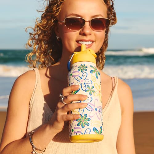 BOTTLE BOTTLE 32oz Insulated Water Bottle with Pill Box | Stainless Steel,Sport Water Bottle, with Straw Dual-use Lid and Pill Box, Design for Gym - color: Nature Nook