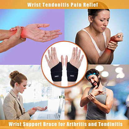 CERBONNY Carpal Tunnel Wrist Brace,2Pack Wrist Support Brace Adjustable Wrist Strap Reversible Wrist Brace for Sports Protecting/Carpal Tunnel/Arthritis-Right&Left - style: 2-Left and Right Hand