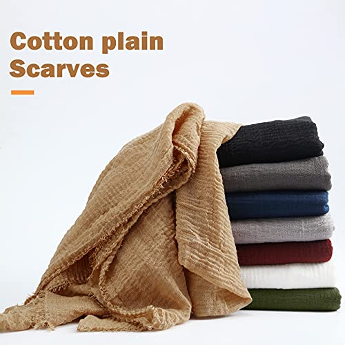 Zhanmai 8 Pcs Women Hijab Scarf for All Season Muslim Scarf Shawl Crinkle Hijab Mixed Color - color: Dark Colors