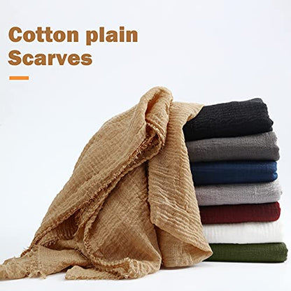 Zhanmai 8 Pcs Women Hijab Scarf for All Season Muslim Scarf Shawl Crinkle Hijab Mixed Color - color: Dark Colors