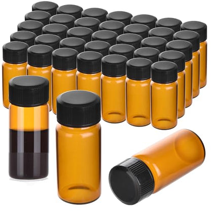 BIGLEE 100PCS 5ML Amber Small Glass Vials with Screw Caps - color: Amber, size: 5ML-100PCS